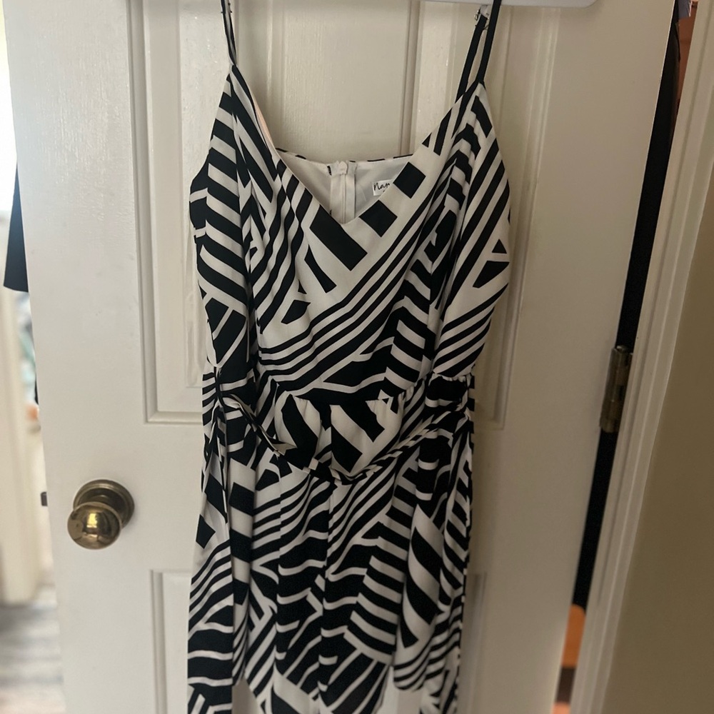 Black & White Geometric Slip Dress/romper
